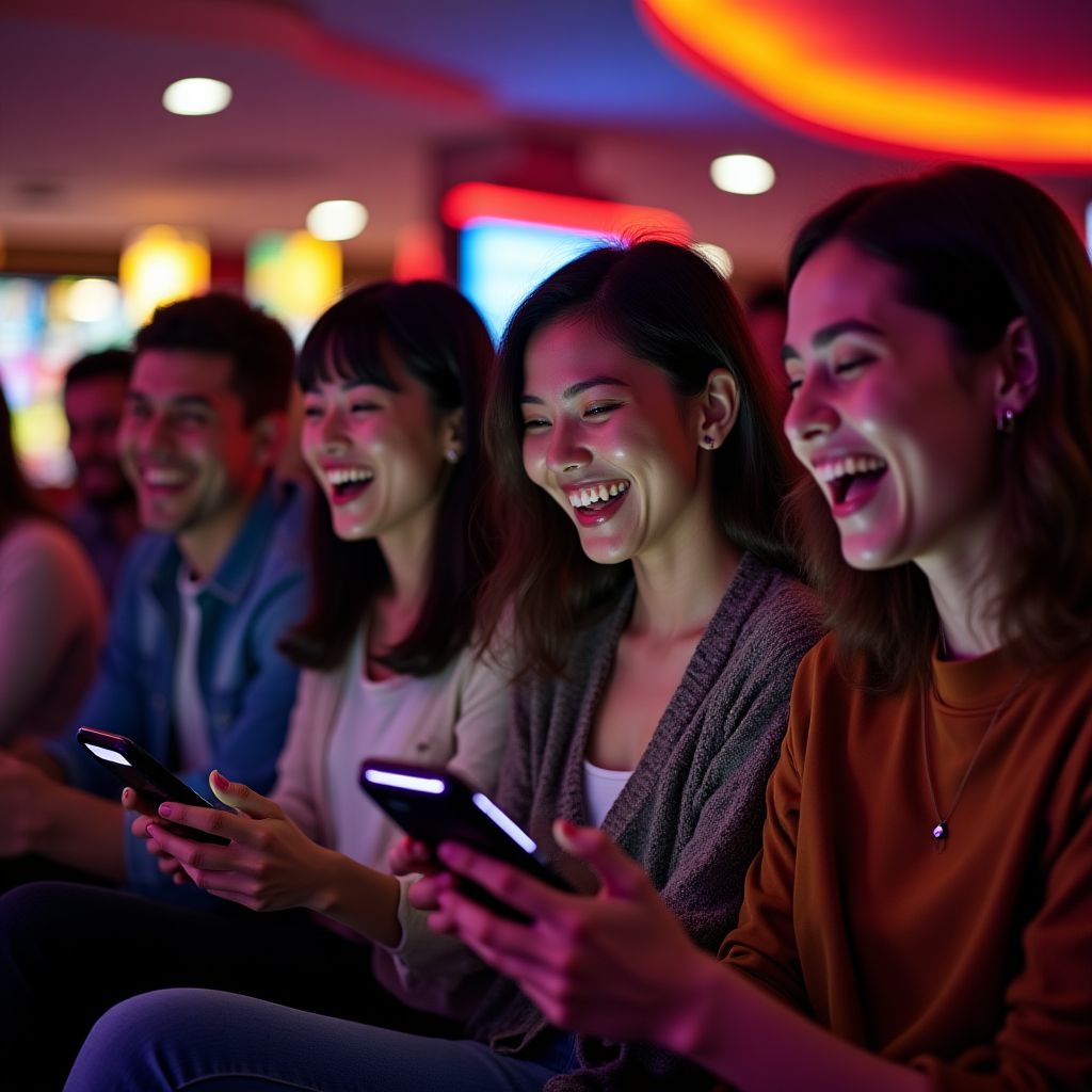 Pessoas se divertindo com jogos de cassino social