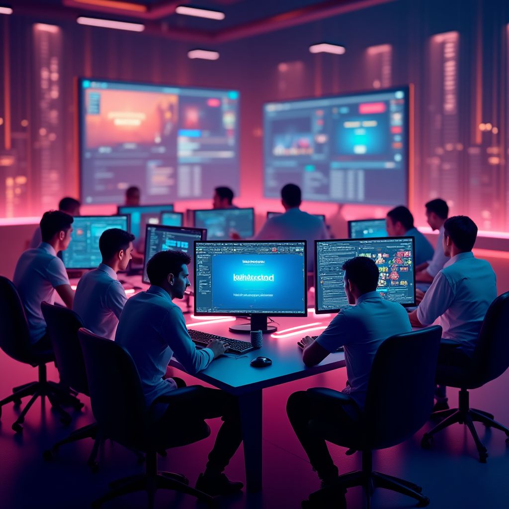 Equipe Qemir trabalhando no desenvolvimento de jogos